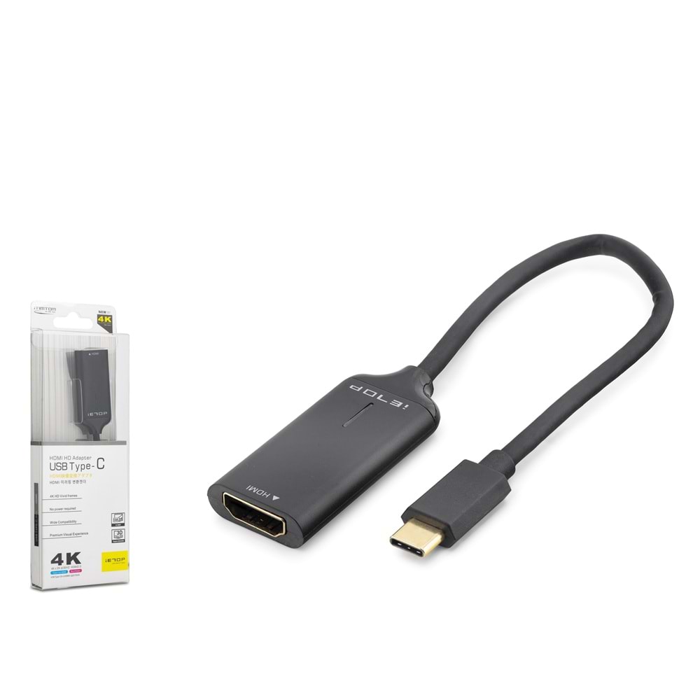 iETOP HDX7898 Type-C to HDMI Görüntü Dönüştürücü 4K 30Hz 20 cm Siyah