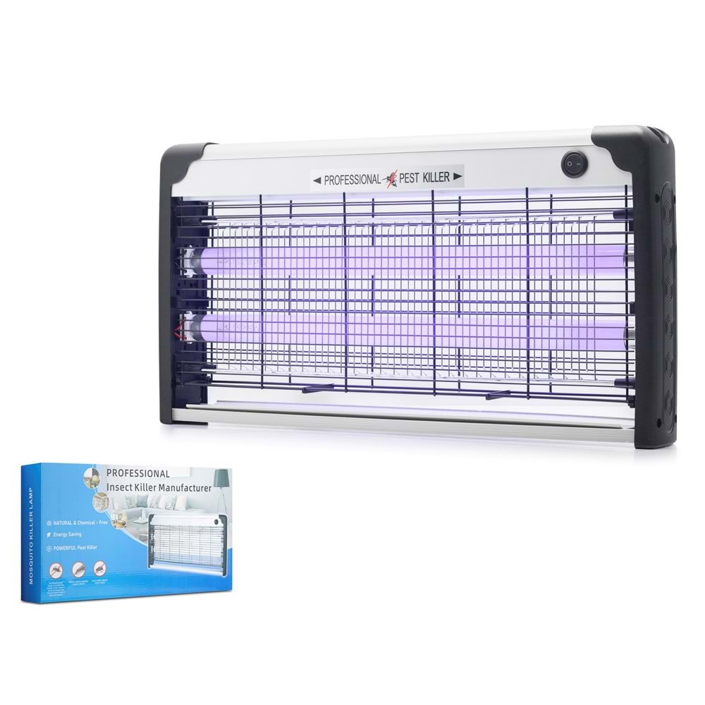 HADRON HDX9304 Elektrikli Sinek Öldürücü Cihaz 30W 49 cm Floresan Alüminyum Siyah Beyaz