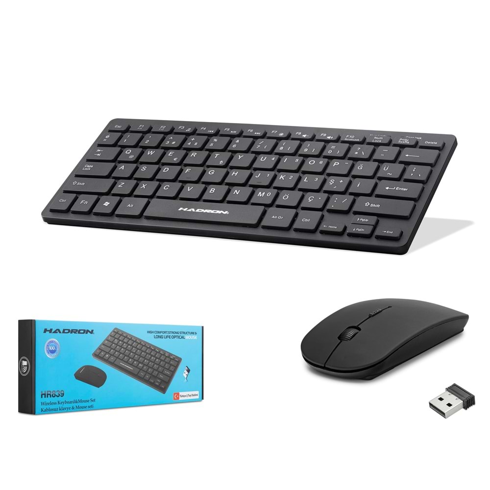 HADRON HR839 Kablosuz Smart Klavye Mouse Seti 1600 DPI Siyah