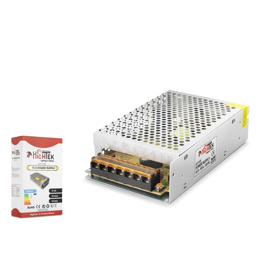 HIGHTEK HT1115 LED Kamera Adaptörü Metal Kasalı 120W 12V 10A