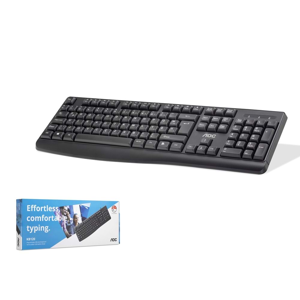 AOC KB120B Standart F Klavye Sessiz Tuşlu Siyah