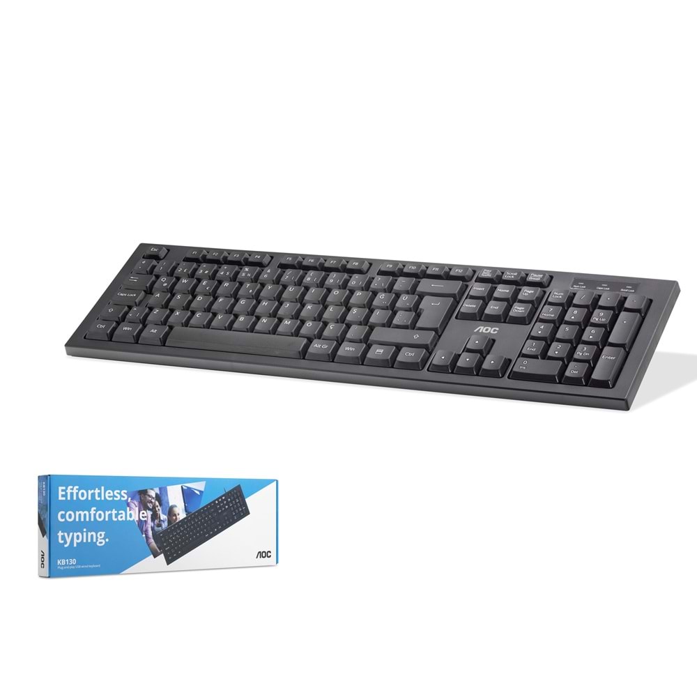 AOC KB130B Standart Klavye Sessiz Tuşlu Siyah