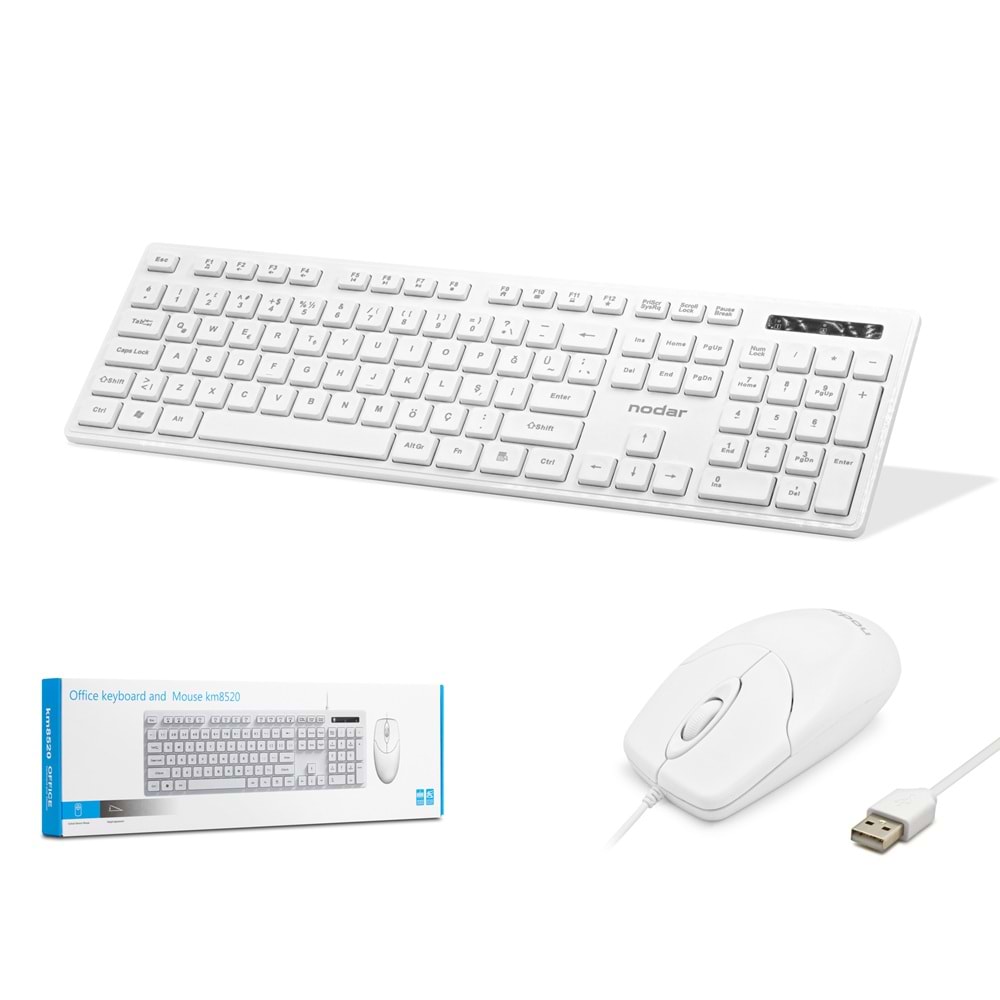 NODAR KM8520 Klavye Mouse Seti 1200 DPI Beyaz