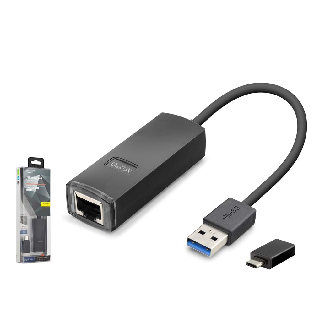iETOP LAN03 USB 3.1 Type-C Gen1 Ethernet Adaptör Gigabit Siyah