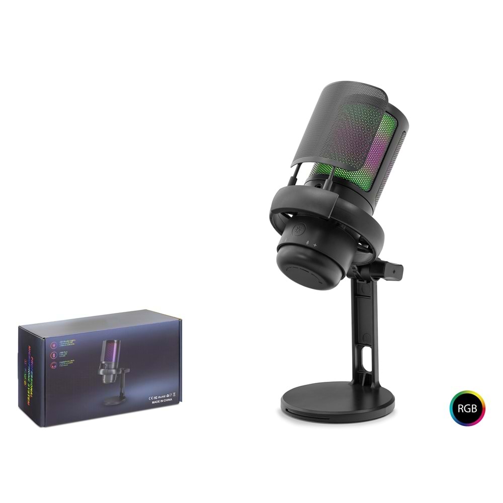 HADRON ME6PB Gaming RGB Masaüstü Mikrofon Type-C 192kHz 24Bit Siyah