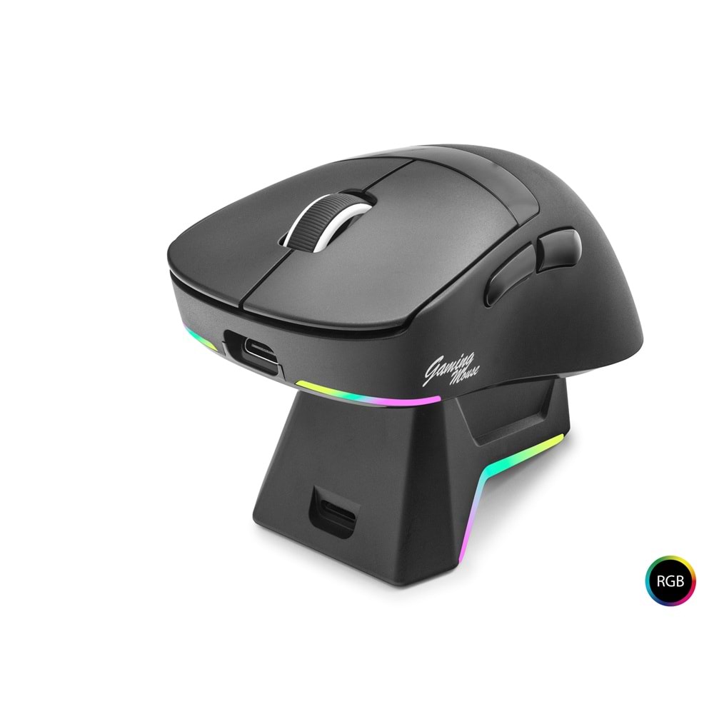 MOFAN MF1216B Tri Mode RGB Gaming Mouse Manyetik Şarj Standlı OLED Ekranlı 12000 DPI Siyah