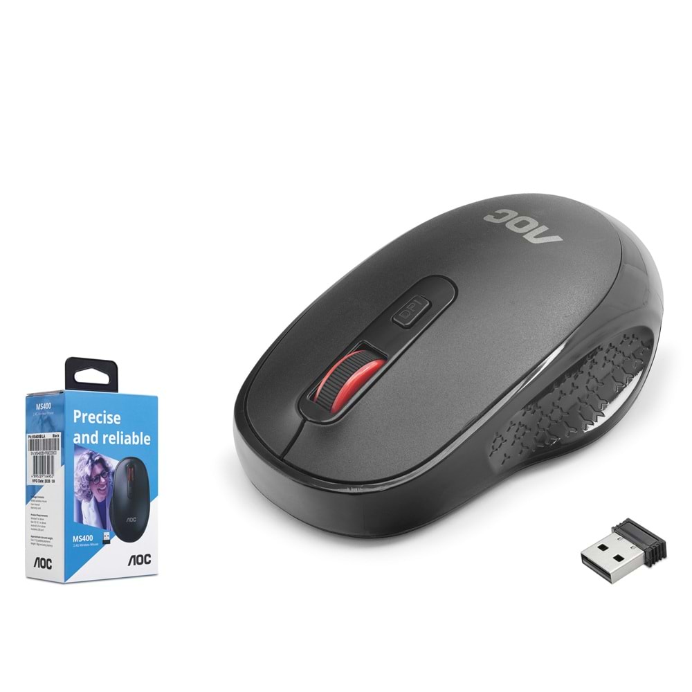 AOC MS400B Sessiz Kablosuz Mouse 2.4 GHz 1600 DPI Siyah