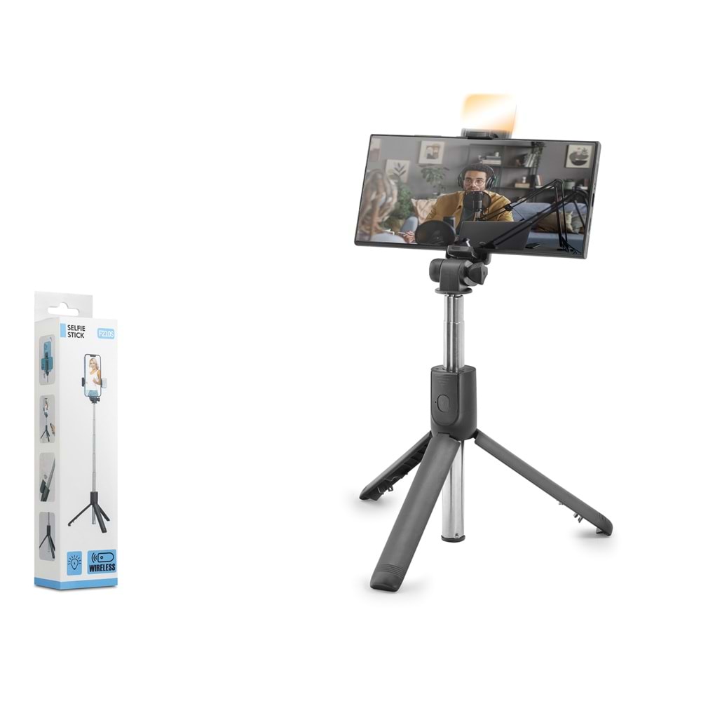 NODAR ND1038 Telefon Tripodu ve Selfie Çubuğu LED Bluetooth Kumandalı 69 cm Siyah