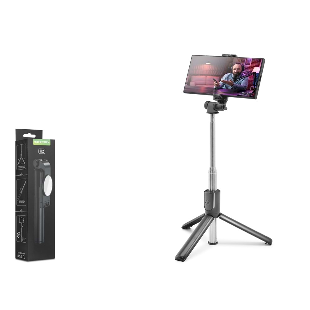 NODAR ND1041 Telefon Tripodu ve Selfie Çubuğu Bluetooth Kumandalı 100 cm Siyah