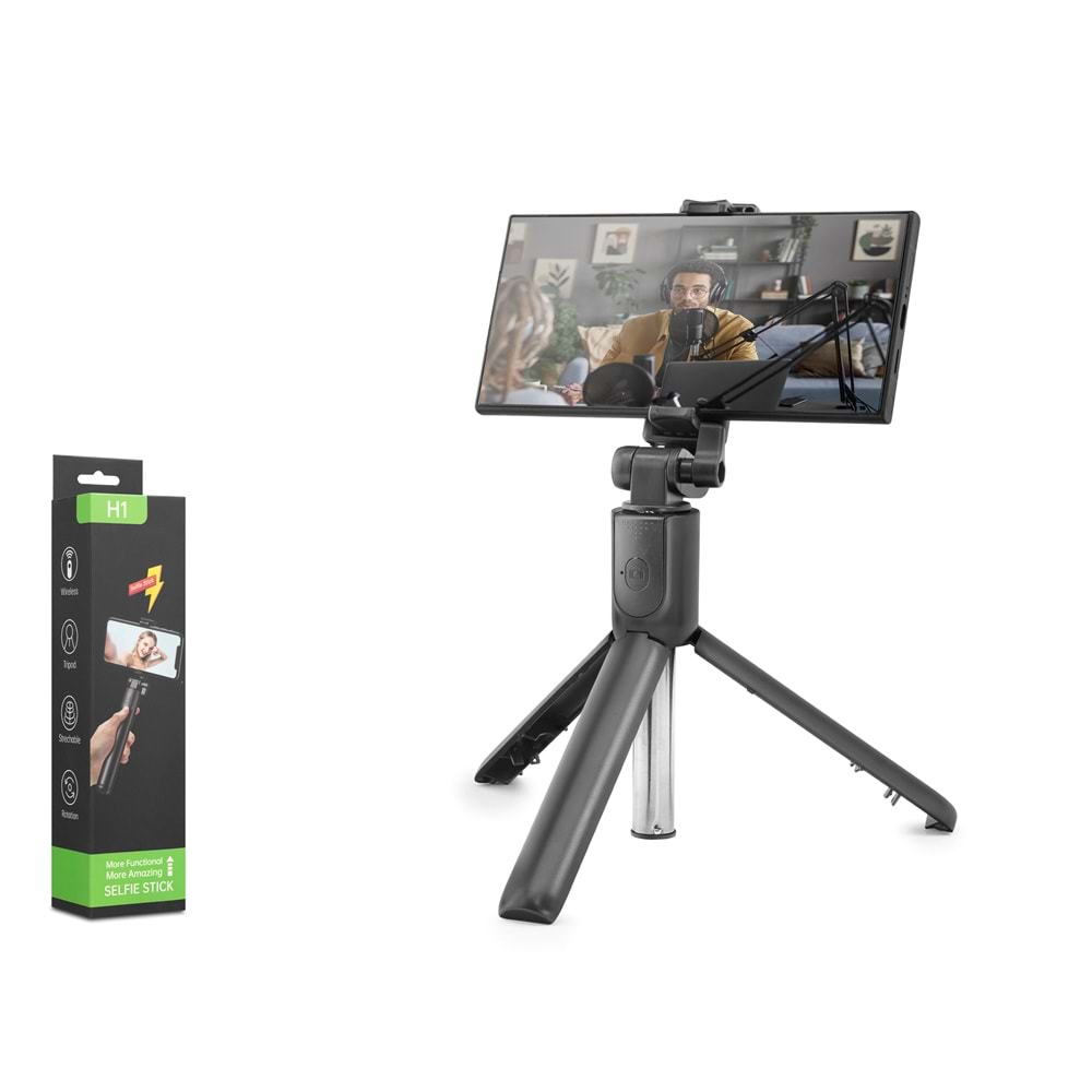 NODAR ND1042 Telefon Tripodu ve Selfie Çubuğu Bluetooth Kumandalı 100 cm Siyah