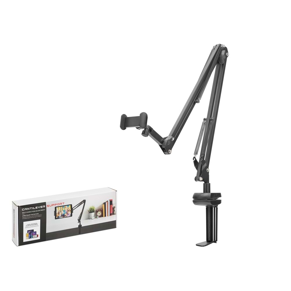 NODAR ND1051 Yay Destekli Akrobat Kollu Masa Kenarı Telefon ve Tablet Standı Siyah
