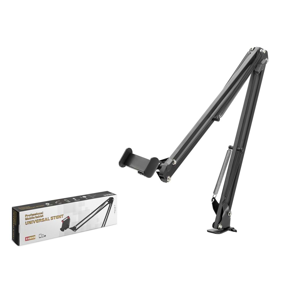 NODAR ND1052 Yay Destekli Akrobat Kollu Masa Kenarı Telefon ve Tablet Standı Siyah