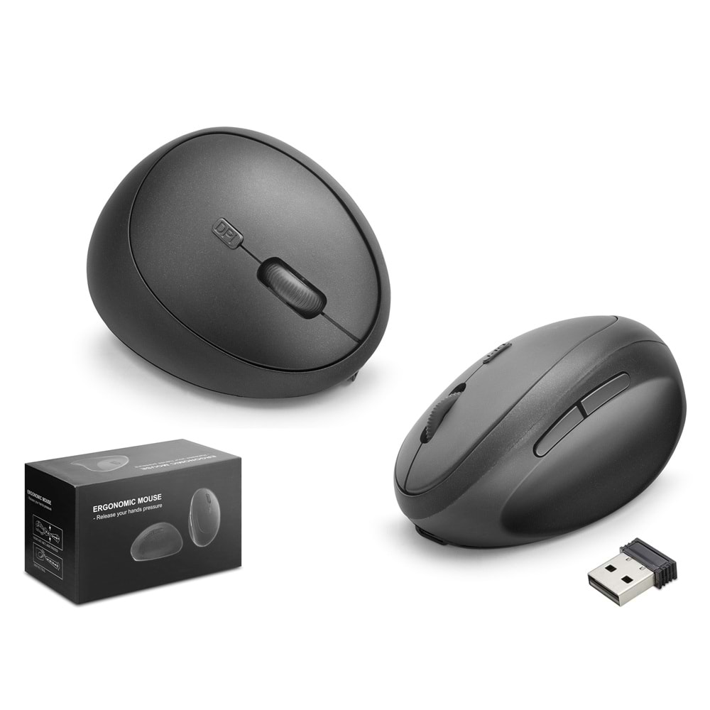 NODAR ND1210 Dual Mode Ergonomik Dikey Mouse 2.4 GHz Bluetooth 3200 DPI 6 Tuş Siyah