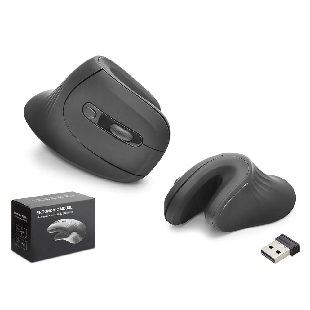 NODAR ND1213 Dual Mode Ergonomik Dikey Mouse 2.4 GHz Bluetooth 3200 DPI 6 Tuş Siyah