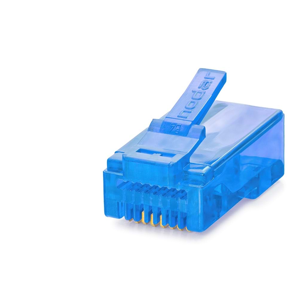 NODAR ND2404 CAT6 EZ RJ45 Konnektör 100 Adetli Kutu Mavi