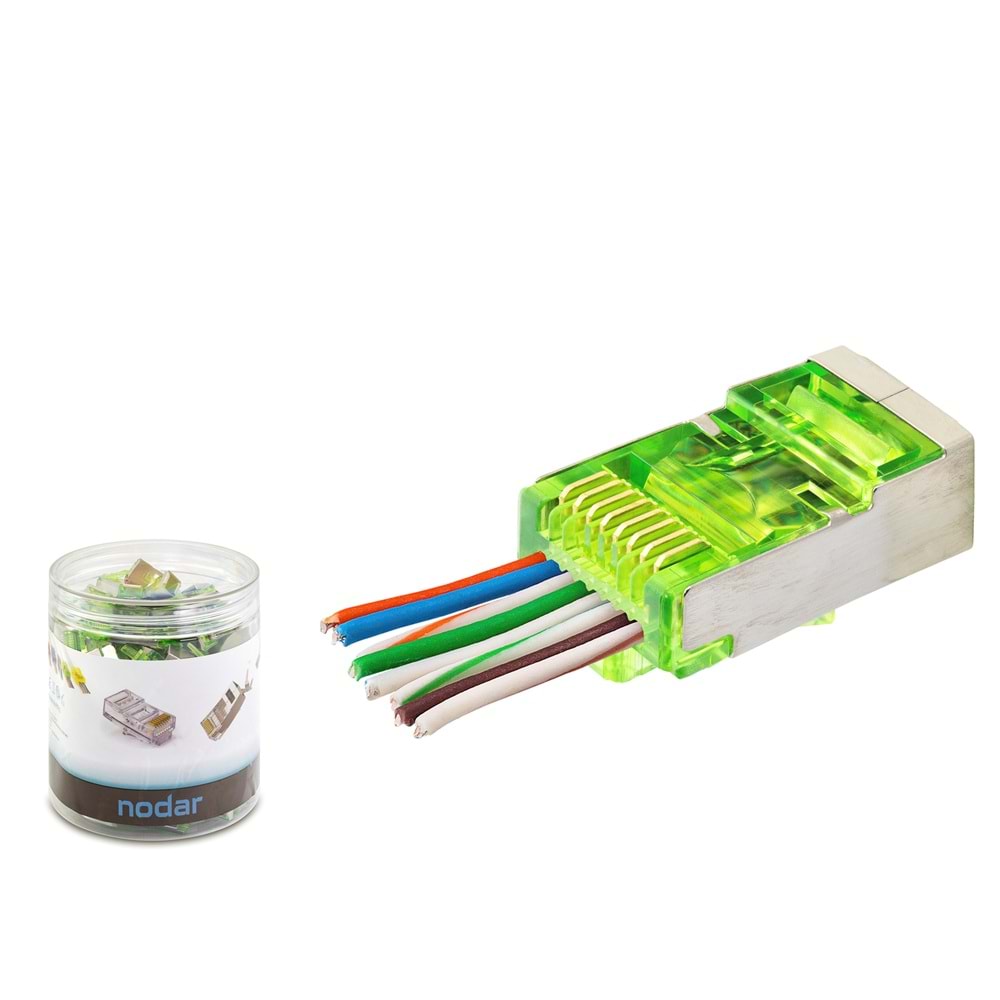 NODAR ND2417 CAT6E EZ RJ45 Metal Konnektör 100 Adetli Kutu Yeşil