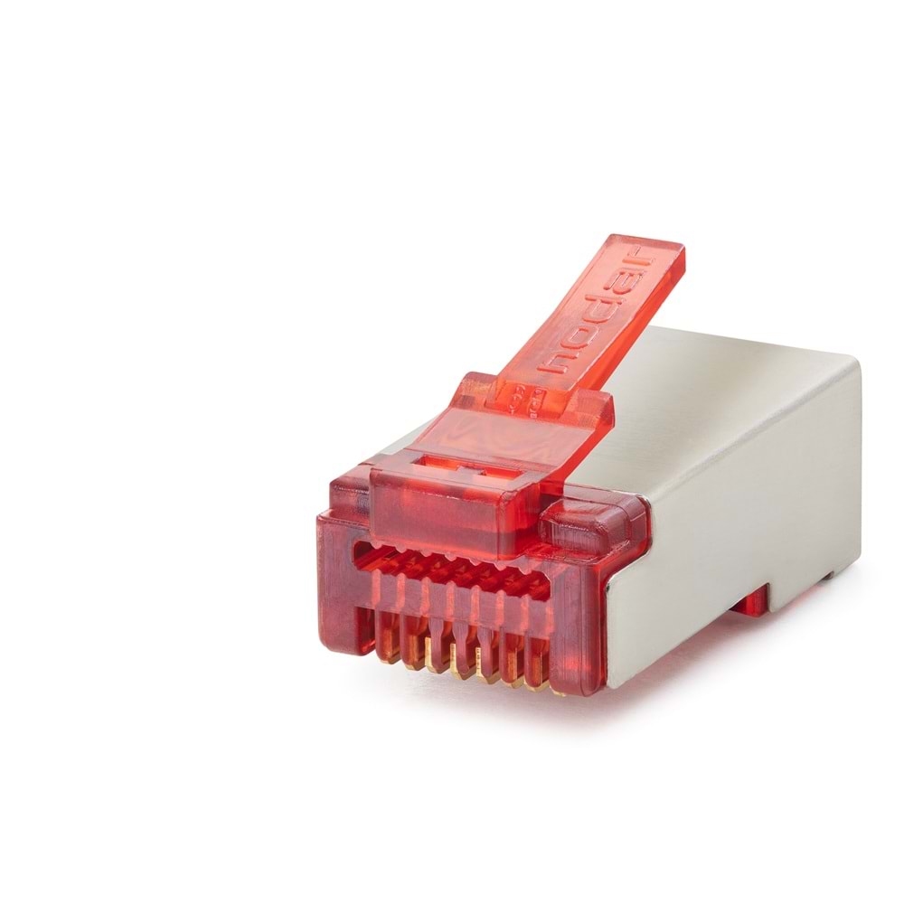NODAR ND2419 CAT6E EZ RJ45 Metal Konnektör 100 Adetli Kutu Kırmızı