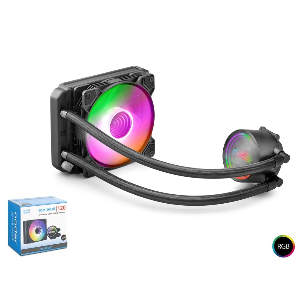 NODAR ND2502 ARGB İşlemci Sıvı Soğutma Sistemi 120 mm Siyah