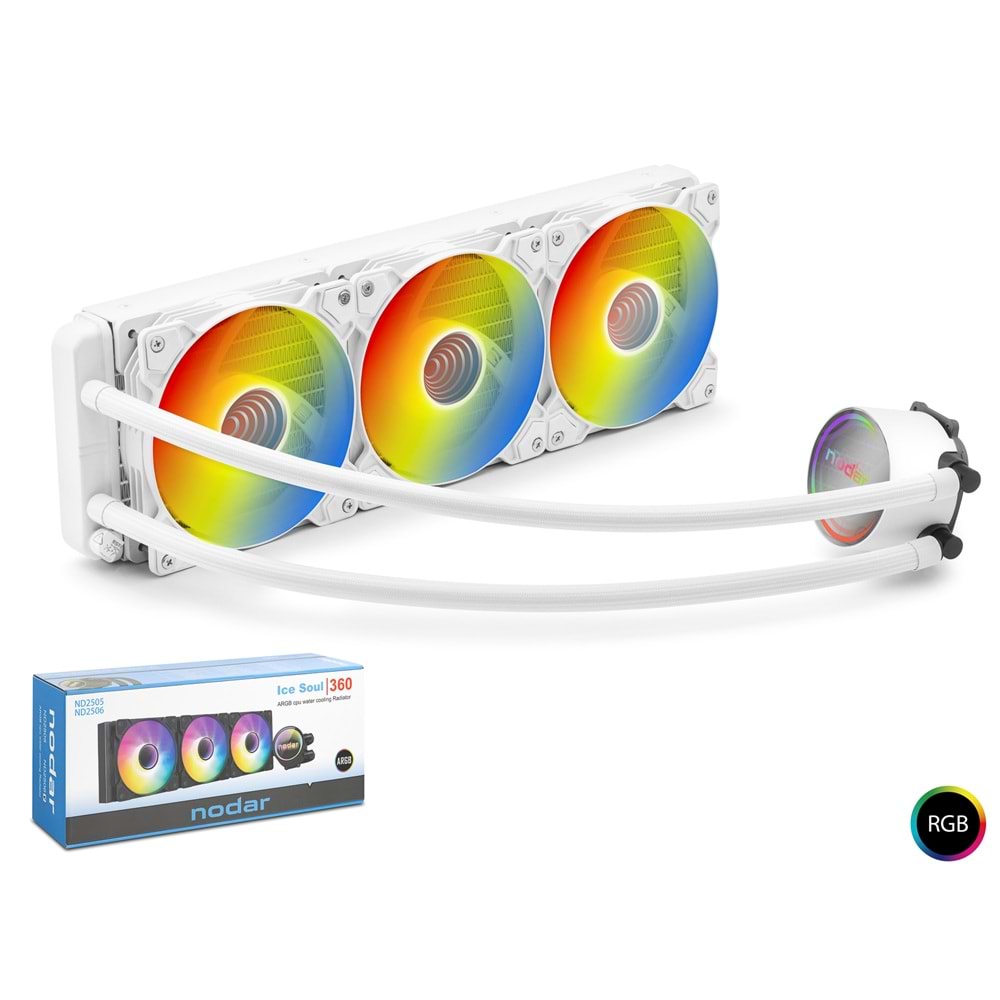 NODAR ND2506 ARGB İşlemci Sıvı Soğutma Sistemi 360 mm Beyaz