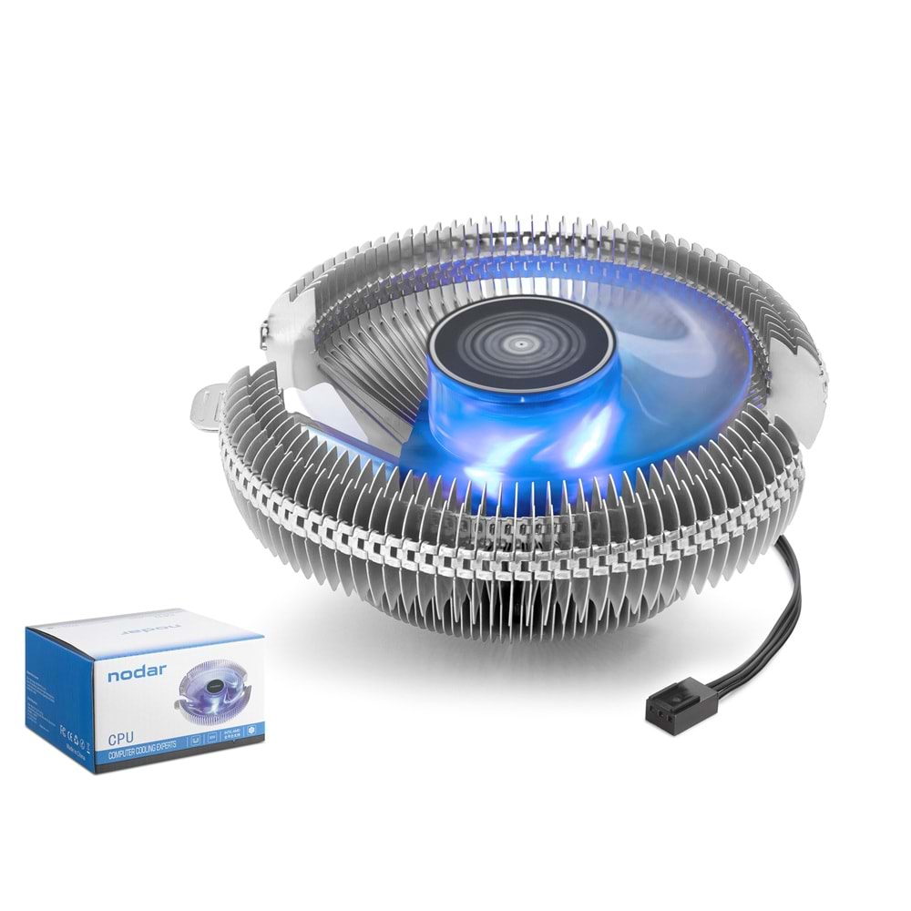 NODAR ND2550 CPU Hava Soğutucusu Combo Tek Fanlı 90 mm LED Gümüş