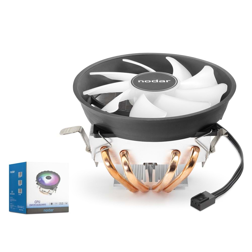 NODAR ND2600 CPU Hava Soğutucusu Combo Tek Fanlı 120 mm Siyah Beyaz