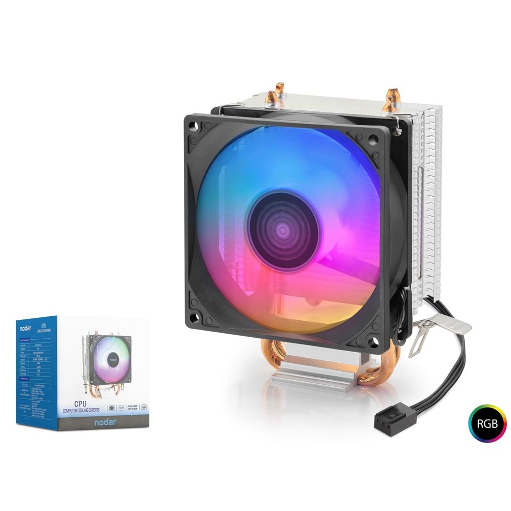 NODAR ND2608 CPU Kule Tipi İşlemci Soğutucu Tek Fanlı 90 mm RGB Siyah