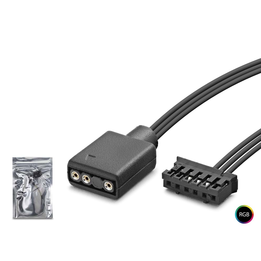 NODAR ND2809 6 Pin Fan to 5V 3 Pin ARGB Aydınlatma Dönüştürücü Kablo Siyah