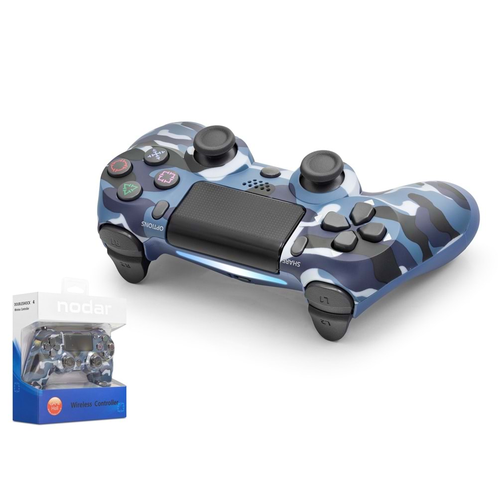 NODAR ND400M Bluetooth GamePad Oyun Kolu PS4 Uyumlu DoubleShock 4 Mavi Kamuflaj
