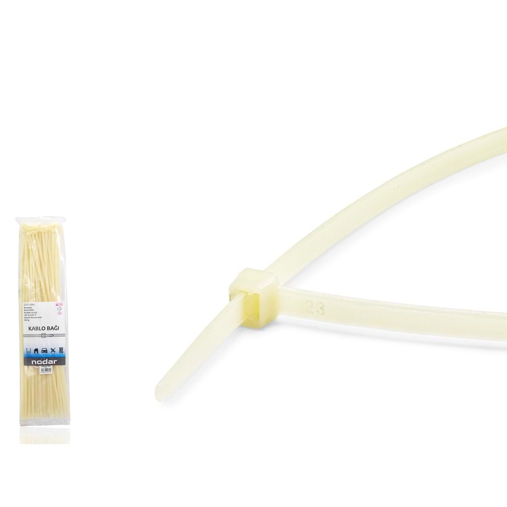 NODAR ND4811B Kablo Bağı 4.8 x 450 mm 100 Adetli Paket Sarı