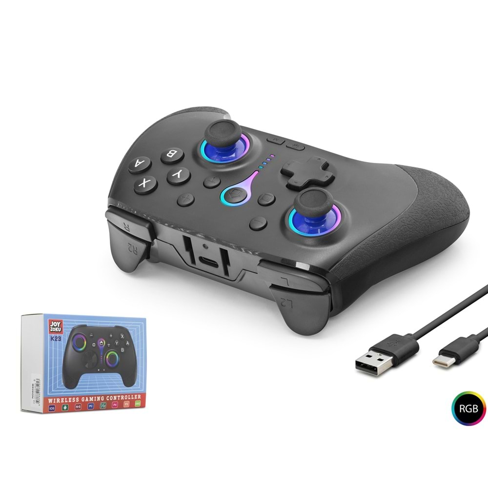 NODAR ND505B Bluetooth GamePad Oyun Kolu PC iOS Android Switch PS3 PS4 Uyumlu RGB Siyah