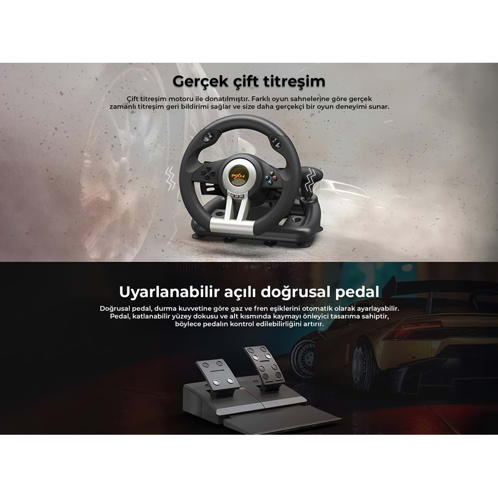 NODAR ND701 PXN V3 PRO Oyuncu Direksiyon Seti 270° PS4 PS3 PC Xbox Switch Uyumlu Turuncu