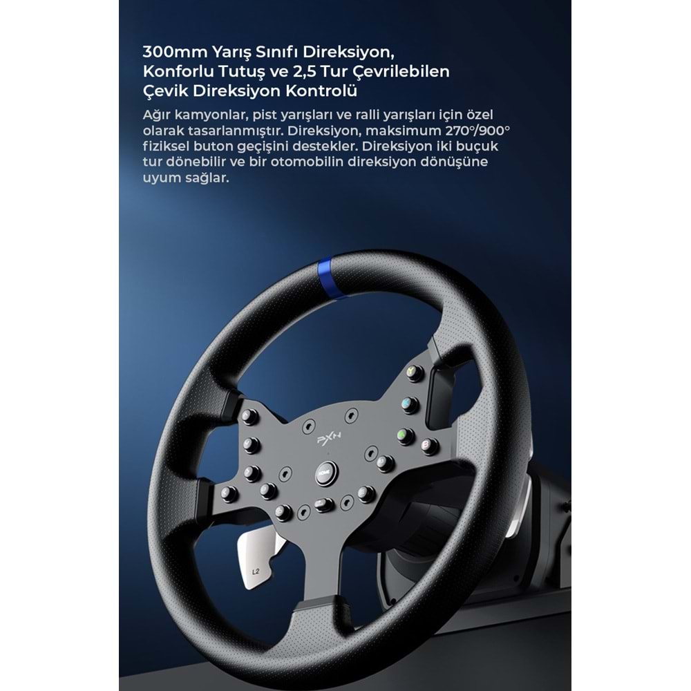 NODAR ND704 PXN V99 Oyuncu Direksiyon Seti 3.2Nm Force Feedback 3 Pedallı PS4 PC Xbox Uyumlu Siyah