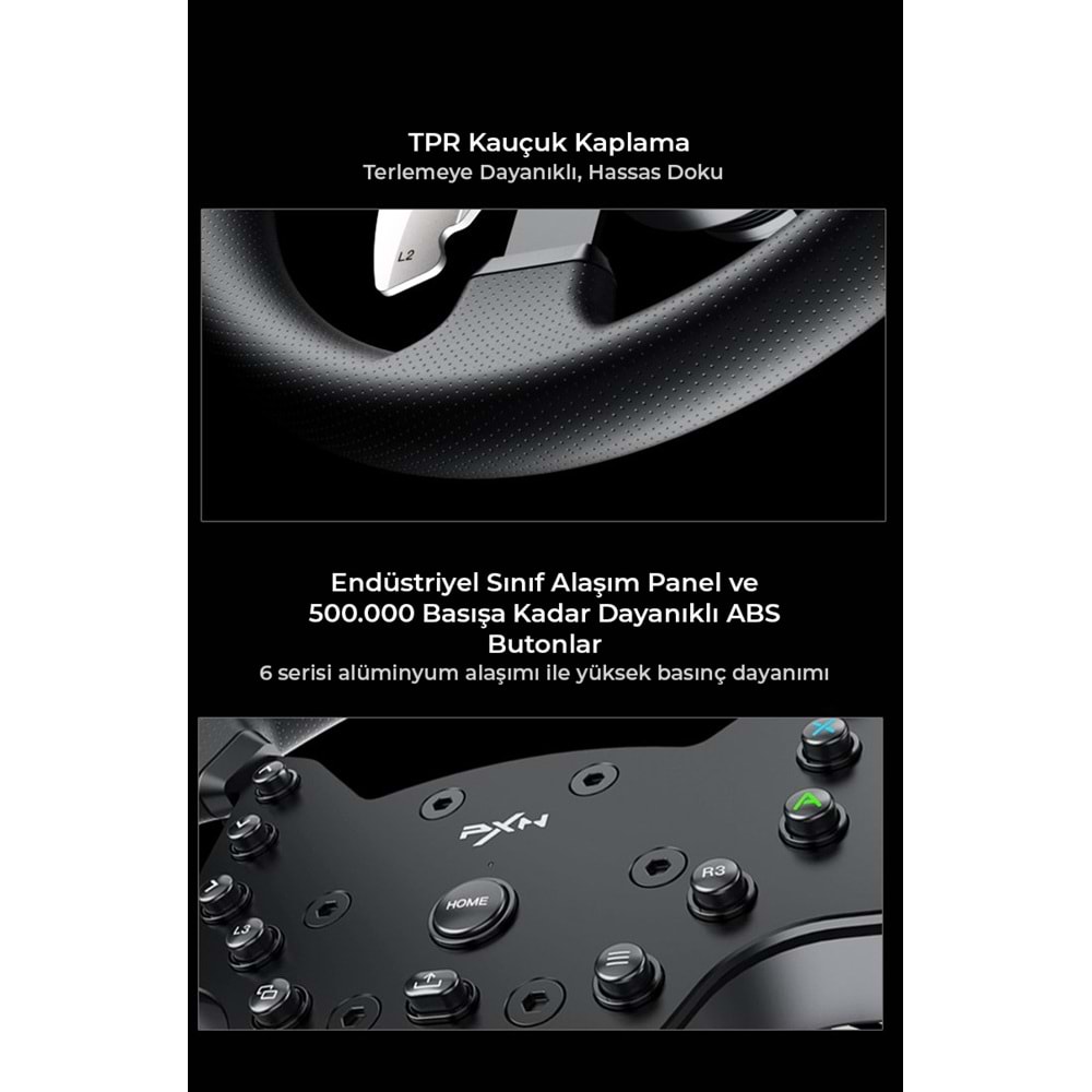 NODAR ND704 PXN V99 Oyuncu Direksiyon Seti 3.2Nm Force Feedback 3 Pedallı PS4 PC Xbox Uyumlu Siyah