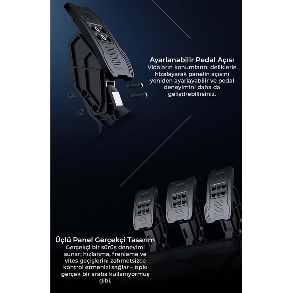 NODAR ND704 PXN V99 Oyuncu Direksiyon Seti 3.2Nm Force Feedback 3 Pedallı PS4 PC Xbox Uyumlu Siyah