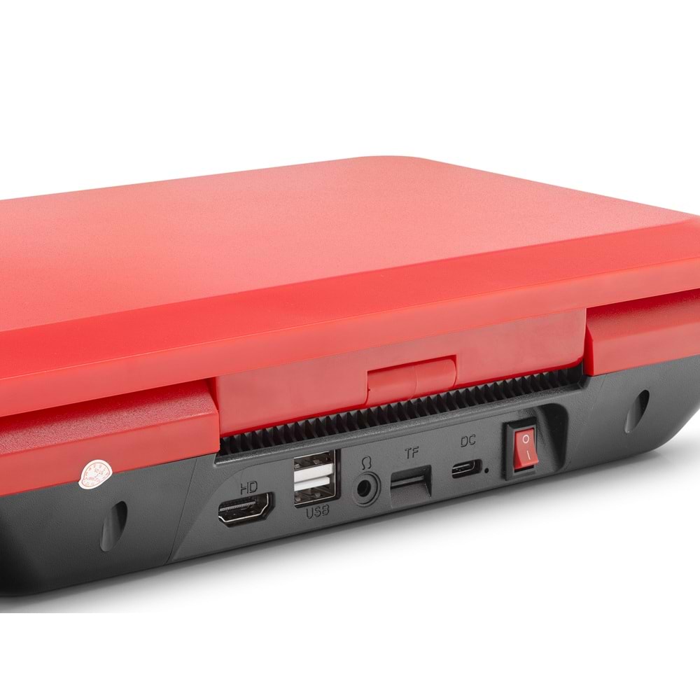 NODAR ND753 Retro Mini Arcade El Oyun Konsolu 10 İnç Katlanabilir Ekranlı Kırmızı