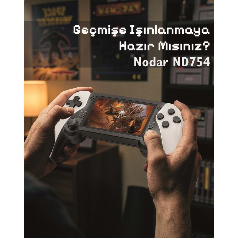 NODAR ND754 Retro El Oyun Konsolu 4.3 İnç Ekranlı 4 GB RAM 128 GB Depolamalı Beyaz
