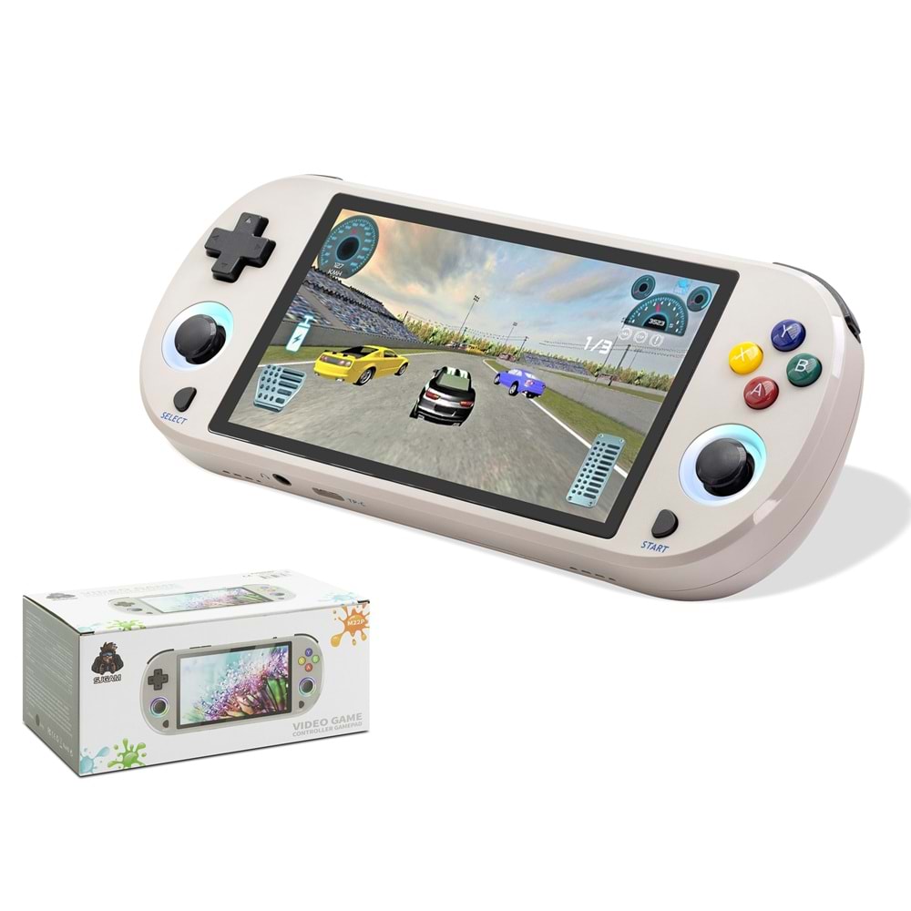 NODAR ND757 Retro El Oyun Konsolu 5 İnç Ekranlı Çift Çekirdekli 128 GB RGB Aydınlatmalı Beyaz