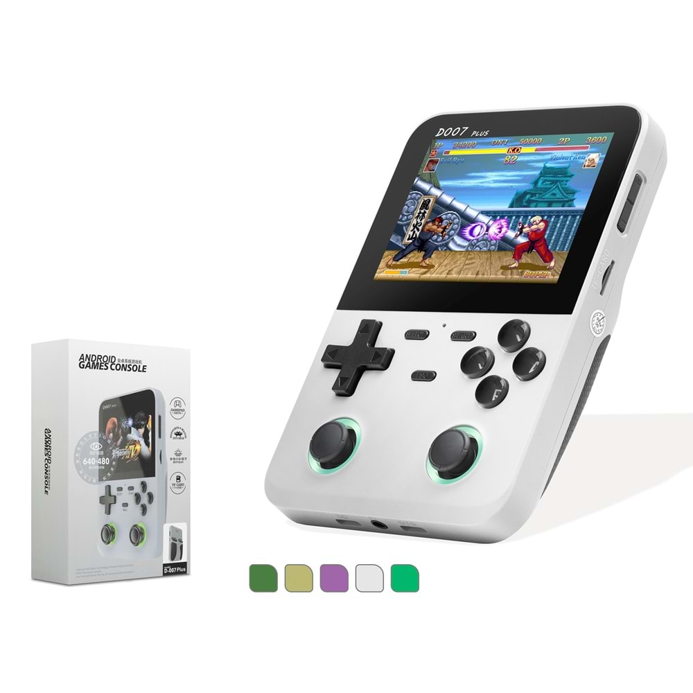 NODAR ND758 Retro El Oyun Konsolu 3.5 İnç IPS Ekranlı 1 GB RAM 128 GB Kart Destekli Beyaz