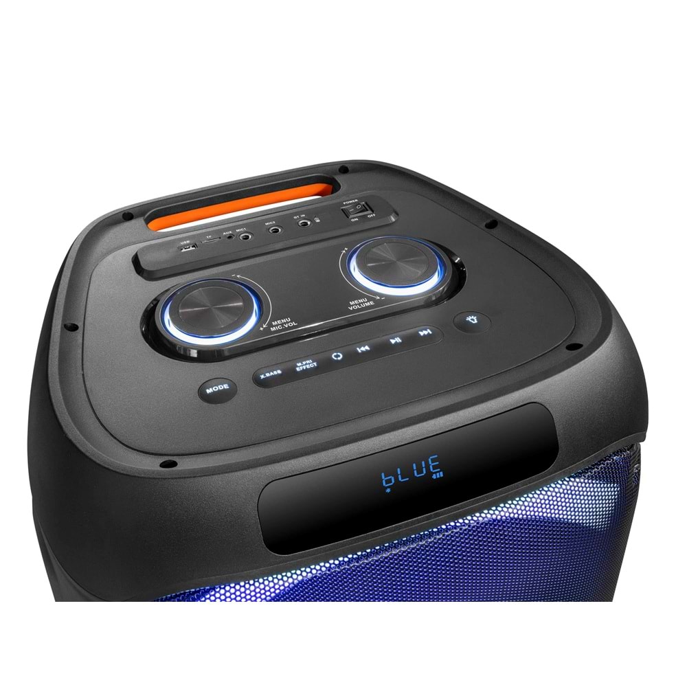 NDR NDR1312 Çift Karaoke Mikrofonlu Bluetooth Hoparlör FM Radyo 60W 2x12 İnç RGB Kumandalı Siyah