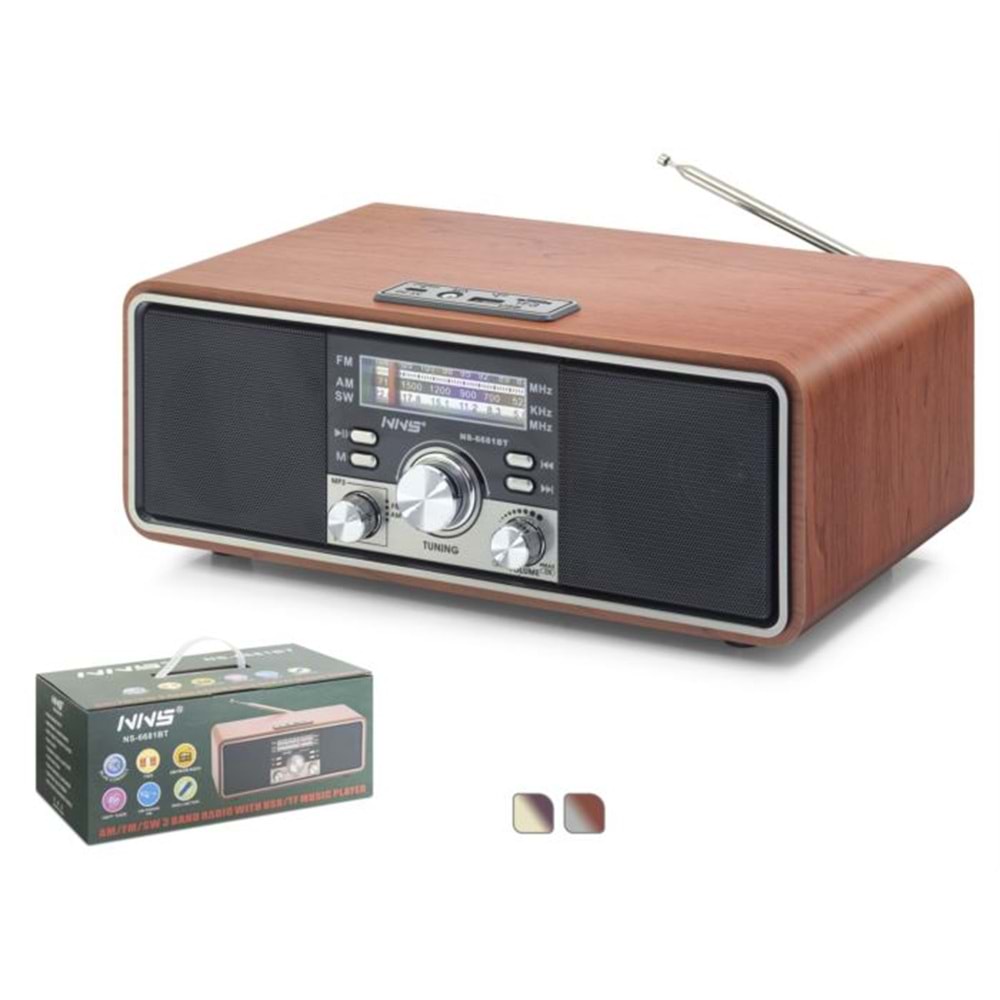 NNS NS6681BT Bluetooth Nostaljik FM Radyo TWS USB TF AUX Hoparlör