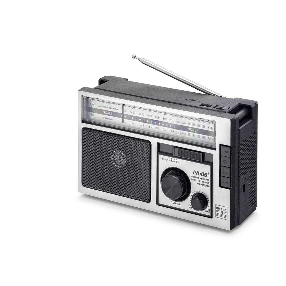 NNS NS9952BTS Bluetooth Nostaljik FM Radyo TWS USB TF Solar Şarjlı 5W Taşınabilir Hoparlör