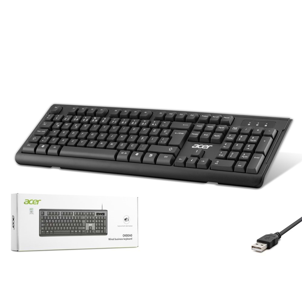 ACER OAK0A0 Standart Klavye Sessiz Tuşlu Siyah