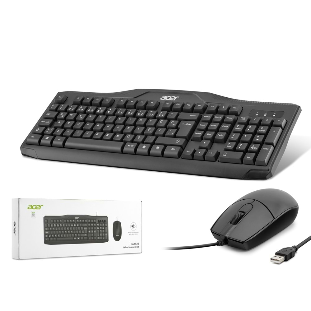 ACER OAK930 Klavye Mouse Seti 1200 DPI Siyah