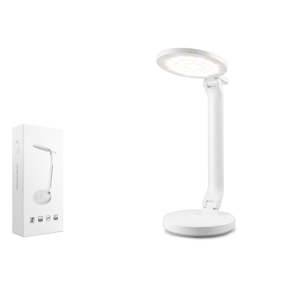 ELBA Q9-2 Ayarlanabilir Katlanabilir USB Şarjlı LED Masa Lambası Beyaz