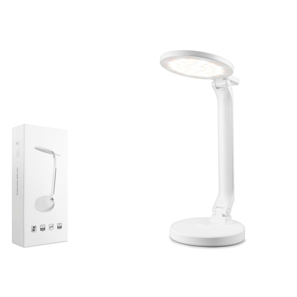 ELBA Q908-2 Ayarlanabilir Katlanabilir USB Şarjlı LED Masa Lambası Beyaz