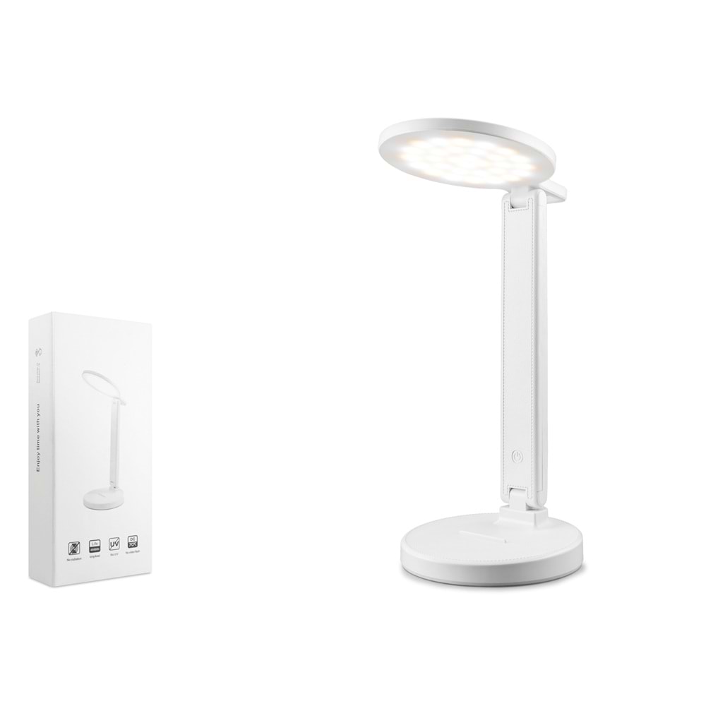 ELBA Q908 Ayarlanabilir Katlanabilir USB Şarjlı LED Masa Lambası Beyaz