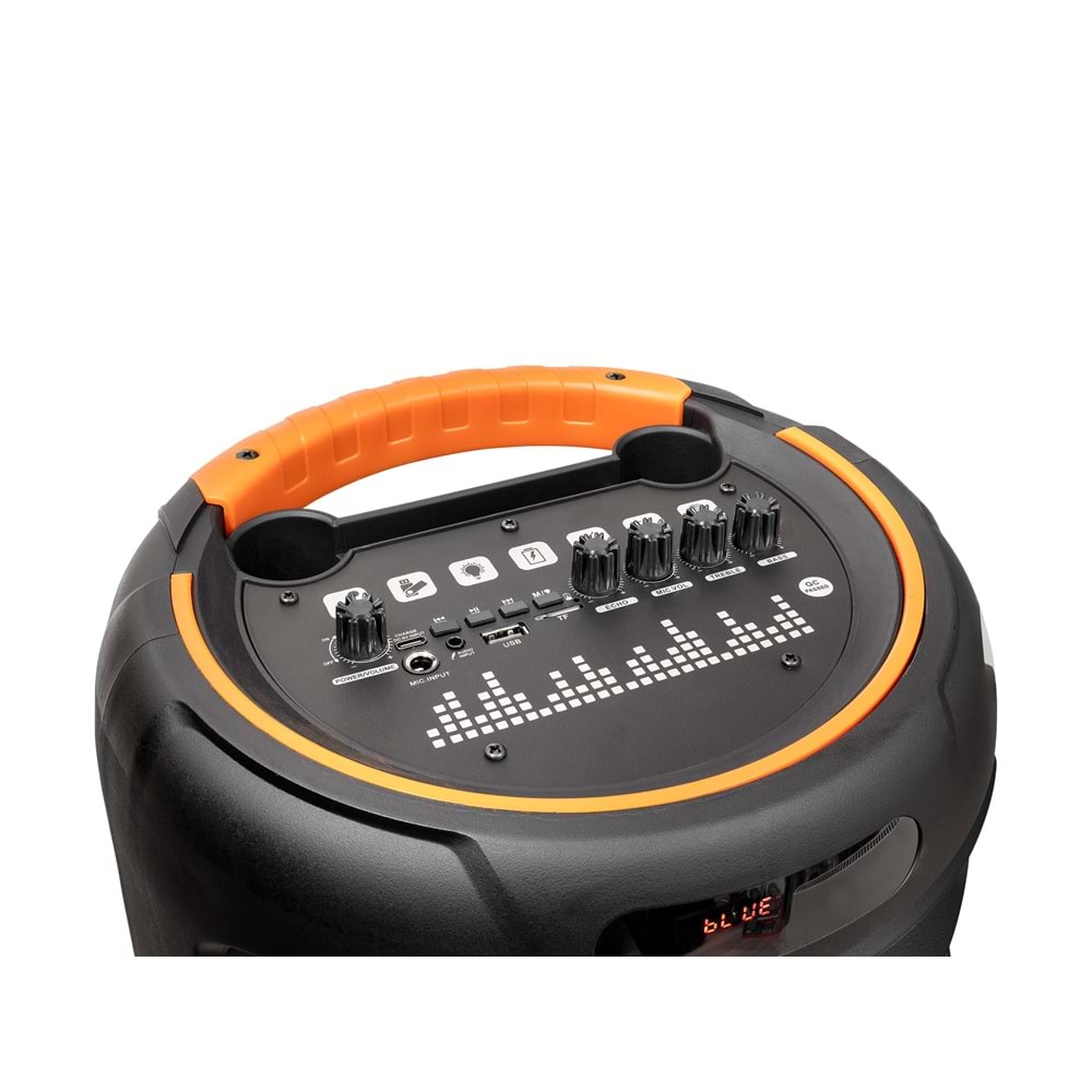 KIMISO QS8215 Karaoke Mikrofonlu Bluetooth Hoparlör FM Radyo 3x8 İnç RGB Kumandalı Siyah