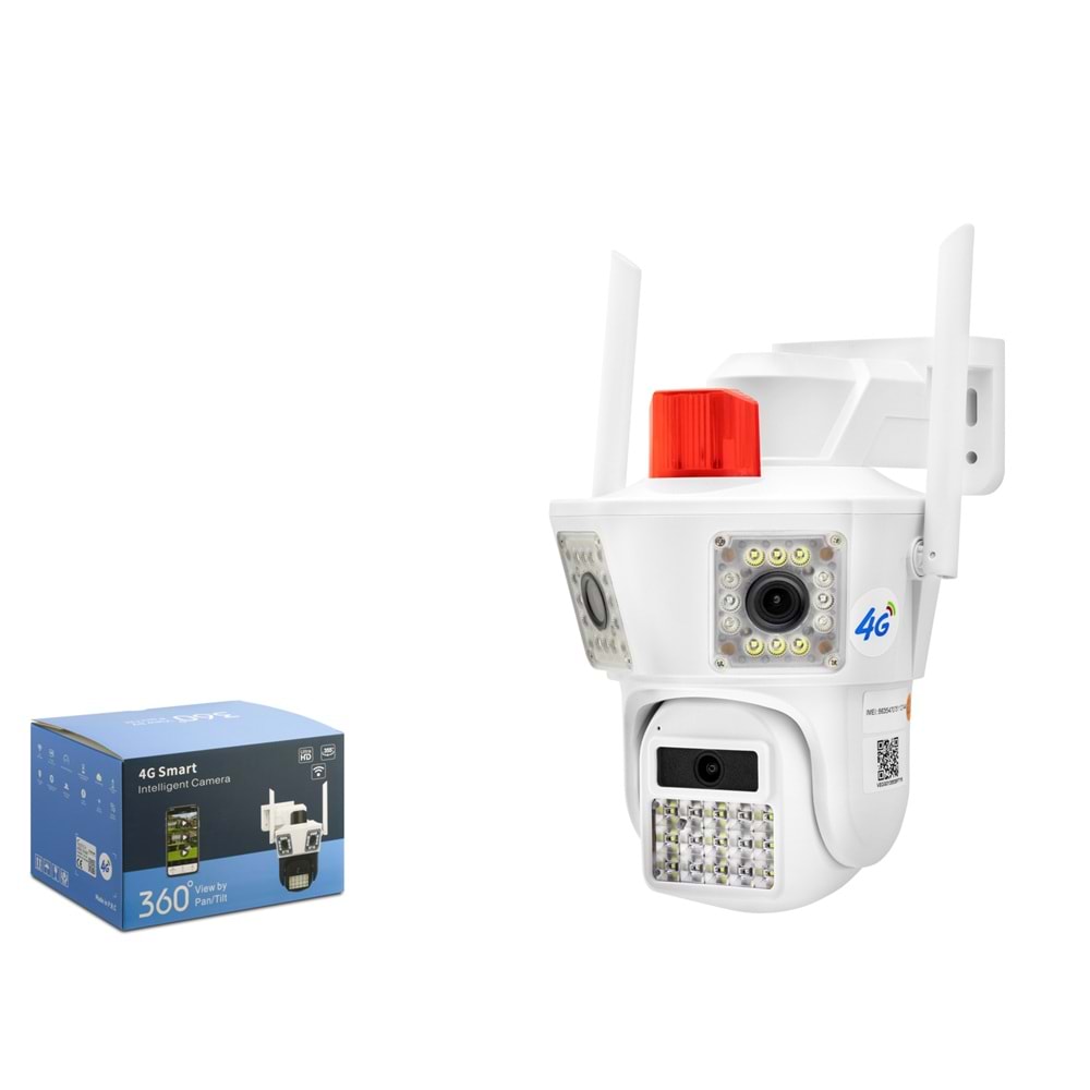 RADEX RX-45AI 4G SIM Kartlı IP Güvenlik Kamerası 3 x 3MP PTZ Beyaz