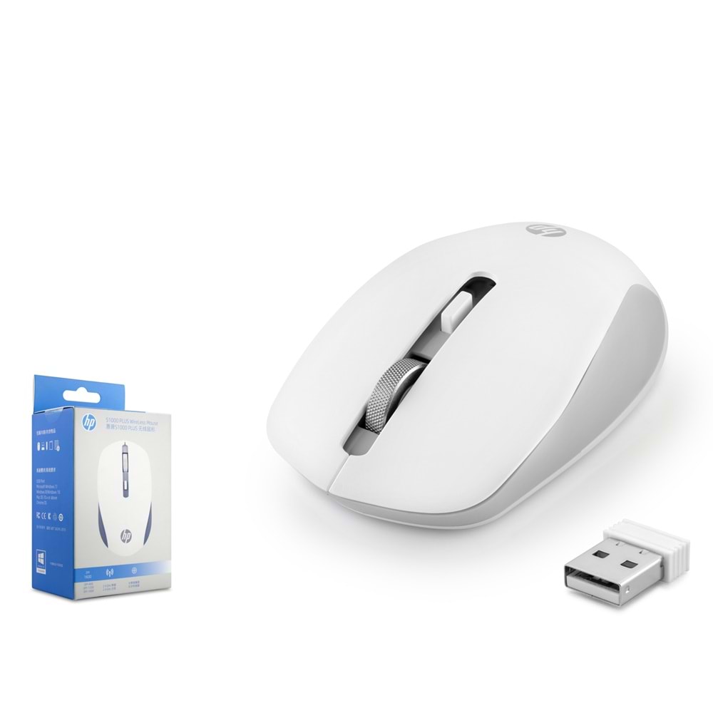 HP S1000 Plus Sessiz Kablosuz Mouse 2.4 GHz 1600 DPI Beyaz