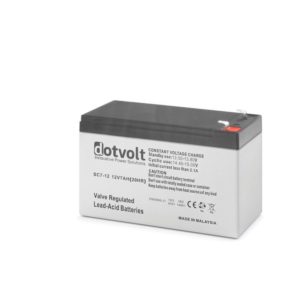 DOTVOLT SC7-12 12V 7Ah Bakımsız Kuru Tip Akü